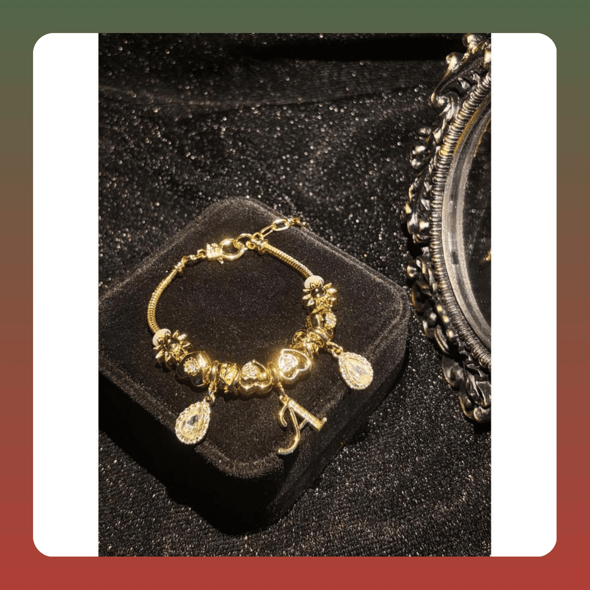 Gold Tone Initial Charm Snake Chain Bracelet