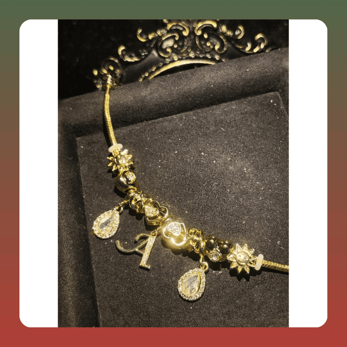 Gold Tone Initial Charm Snake Chain Bracelet